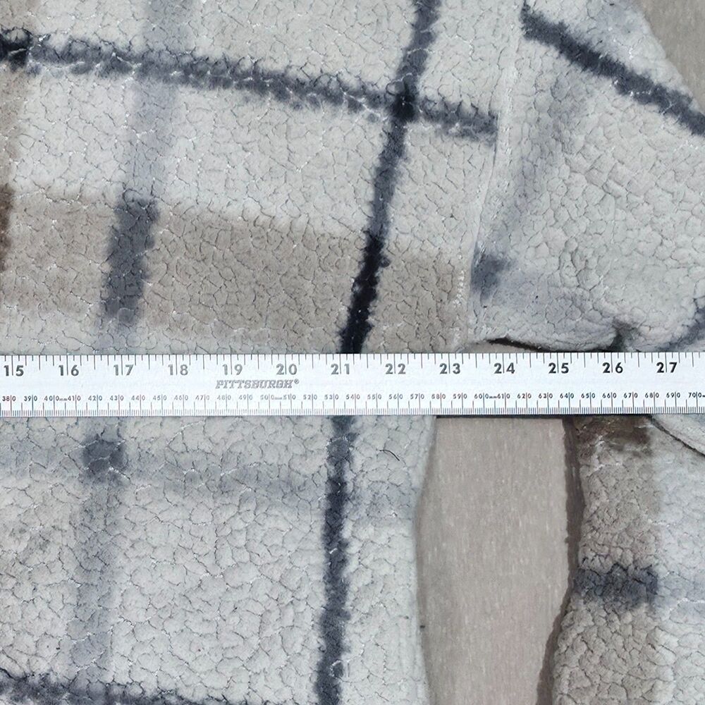 Thread & Supply Plaid Sherpa Quarter Zip Pullover in Cream Women's M